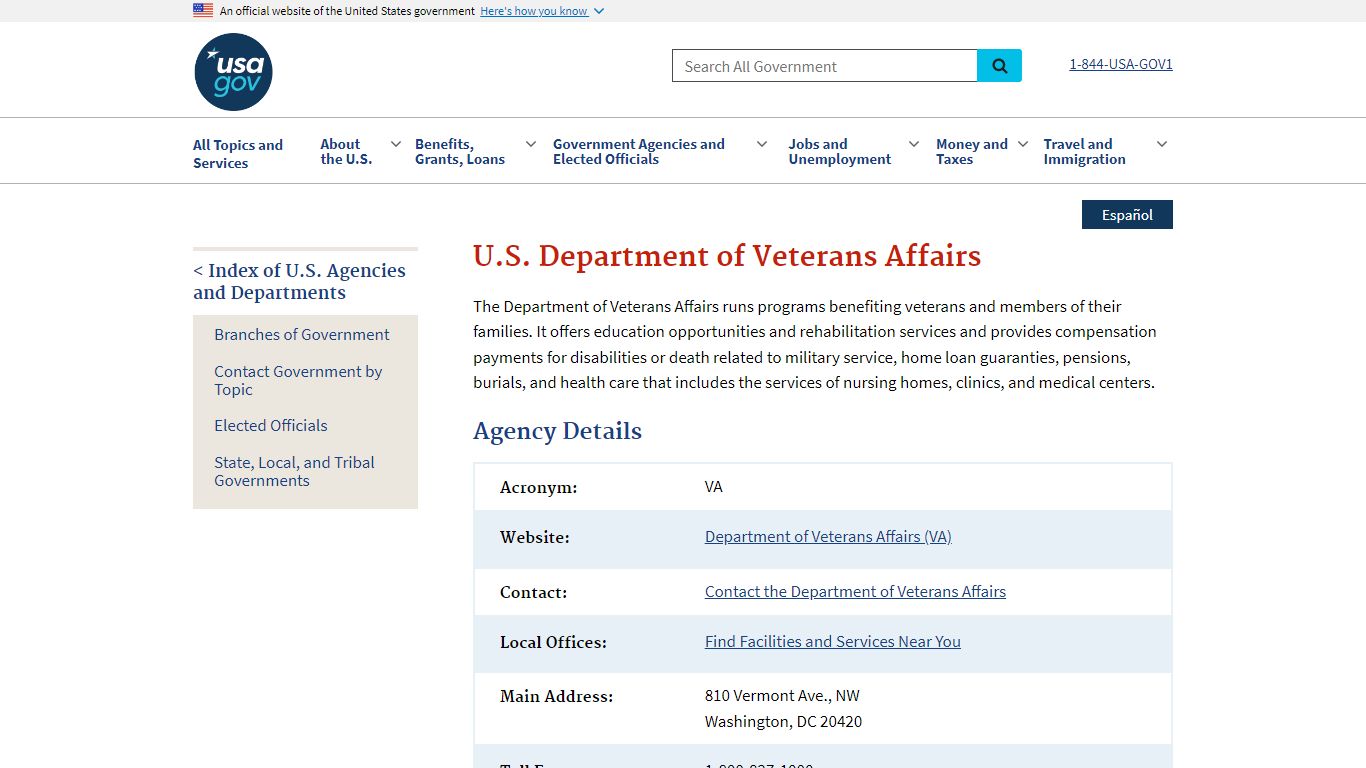 U.S. Department of Veterans Affairs | USAGov